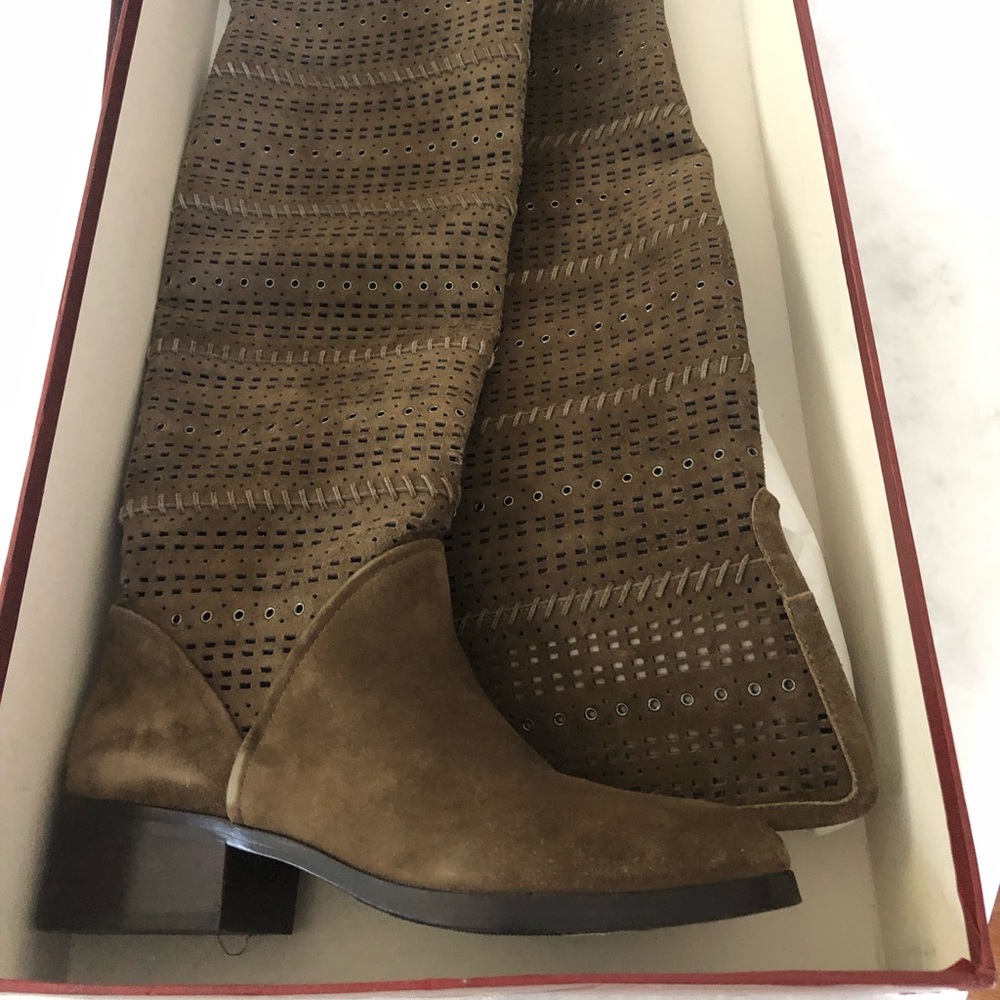 NIB Donald Pliner olive green suede OTK Boots 6m